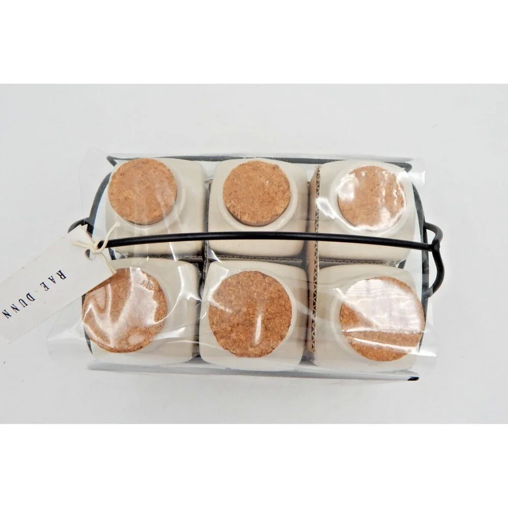 Rae Dunn By Magenta Spice Jars in Metal Holder 6 Jars Cork Stopper